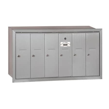 Salsbury Industries Salsbury Industries 3506ARP Vertical Mailbox - 6 Doors - Aluminum - Recessed Mounted - Private Access 3506ARP